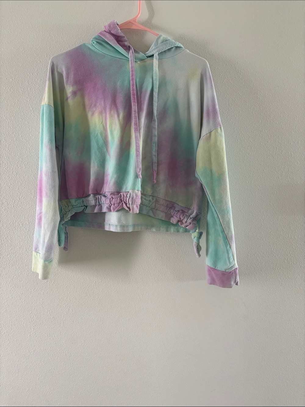 Blank NYC Tie-Dye Pastel Cropped Hoodie - Mint, Lavender, Yellow